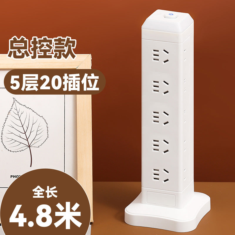 Authentic home & office vertical power strip - multi-outlet, pure copper, with usb ports - tower style