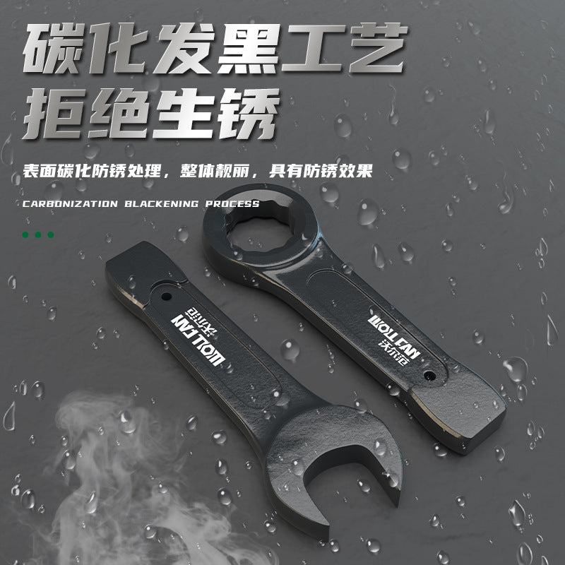 Single Head Heavy Duty Percussion Plum Wrench Chrome Vanadium Steel High Strength 46 Percussion Wrench 50 Straight Shank Thickened Opening Wrench