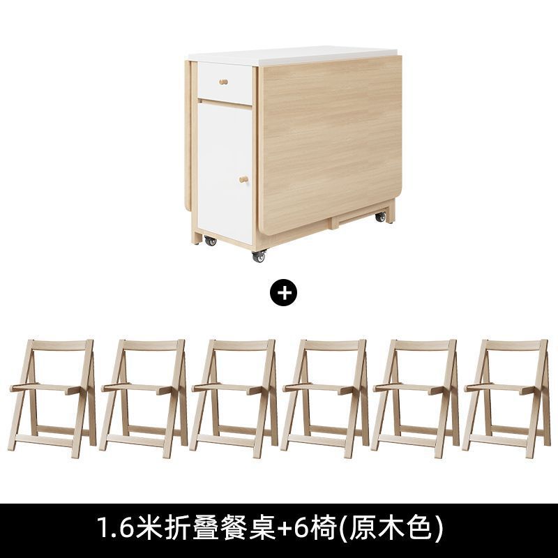 Cream style folding tablefor homefoldablemovable dining table and chair simple multifunctional table dining table and chair combination