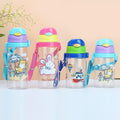 Factory customized cute cartoon kids straw cup cross-border plastic water bottle portable outdoor water bottle kindergarten cup