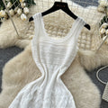 French white sleeveless knittingdress women's summer new arrival cool cut out waist slimming look a-line skirt qianjin style