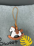 Crazy ins pony pendant cartoon rocking horse cowhide pendant handmade genuine leather bag pendant car keychain