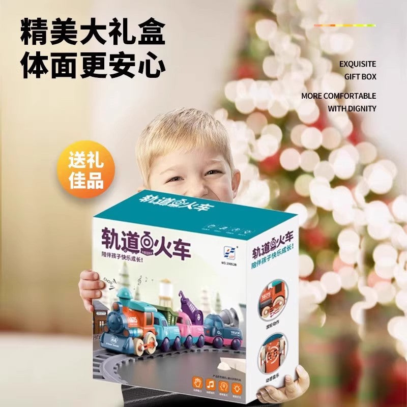 kids macaron electric rail car magnetic train engineering vehicle artificial locomotive boy toy
