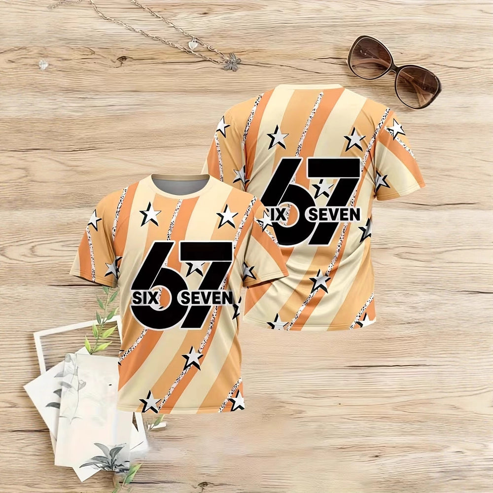 Kids' t-shirt, a cross-border bestseller featuring 67 elements, 3d digital print, summer casual fashion for girls, round neck, short sleeves