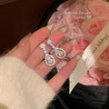 Micro-paved zirconia luxury teardrop stud earrings - a1637 silver