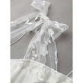 Women's summer new arrival: elegant and romantic mesh embroidered tie-waist a-line midi dress