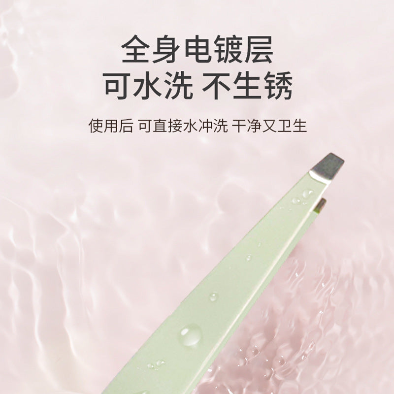Keqi stainless steel slim eyebrow clip flat mouth oblique mouth anti-rust plucking tweezers comfortable feel cross-border exclusive supply