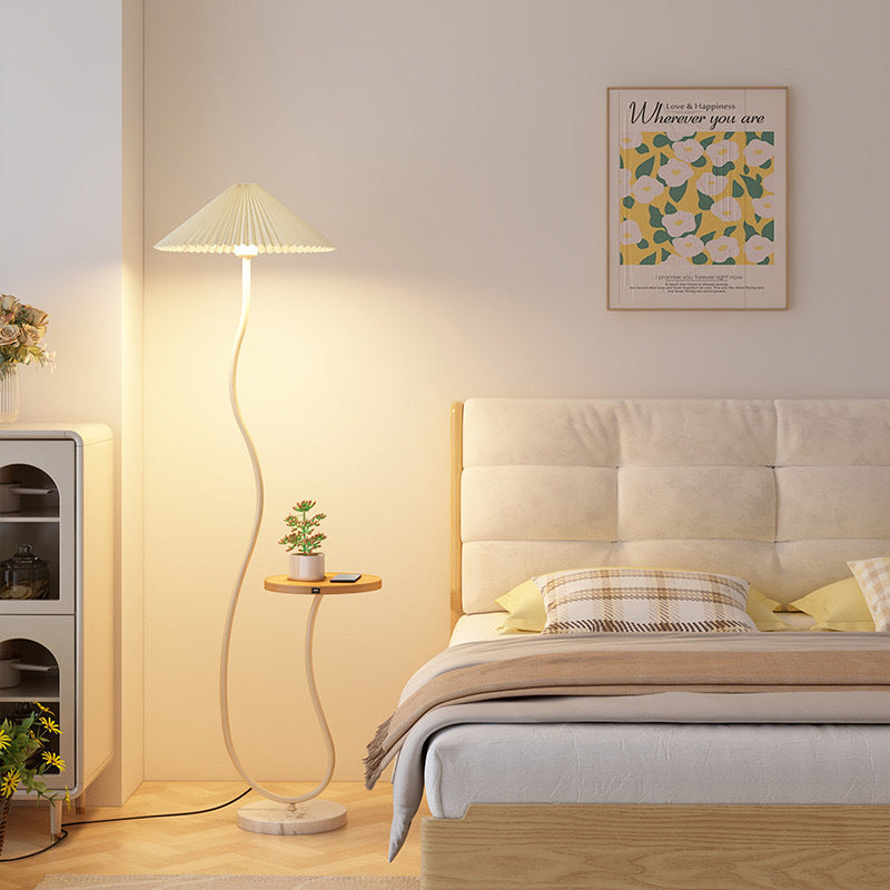 Pleated floor lamp storage rack all-in-one living room sofa coffee table table lamp scandinaviancasual smart wireless charging ambient light