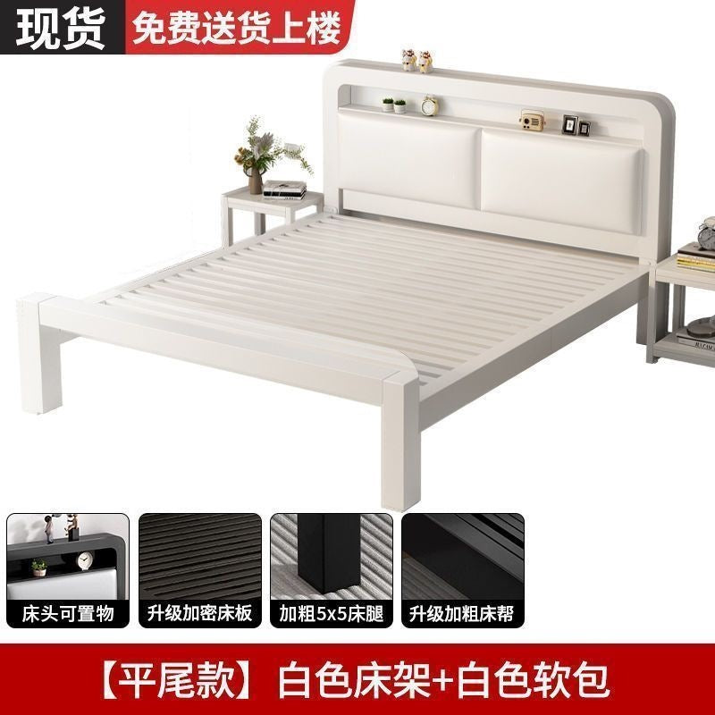 Iron frame bed double bed for home1.5 iron bed reinforced thickened1.8 economical kids single bed iron bed bedroom
