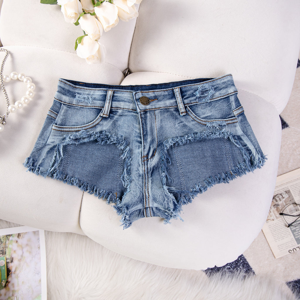 9022  New European and American Sexy Elastic Denim Shorts Hot Pants Jeans Low Waist Bar Nightclub Women's Clothing