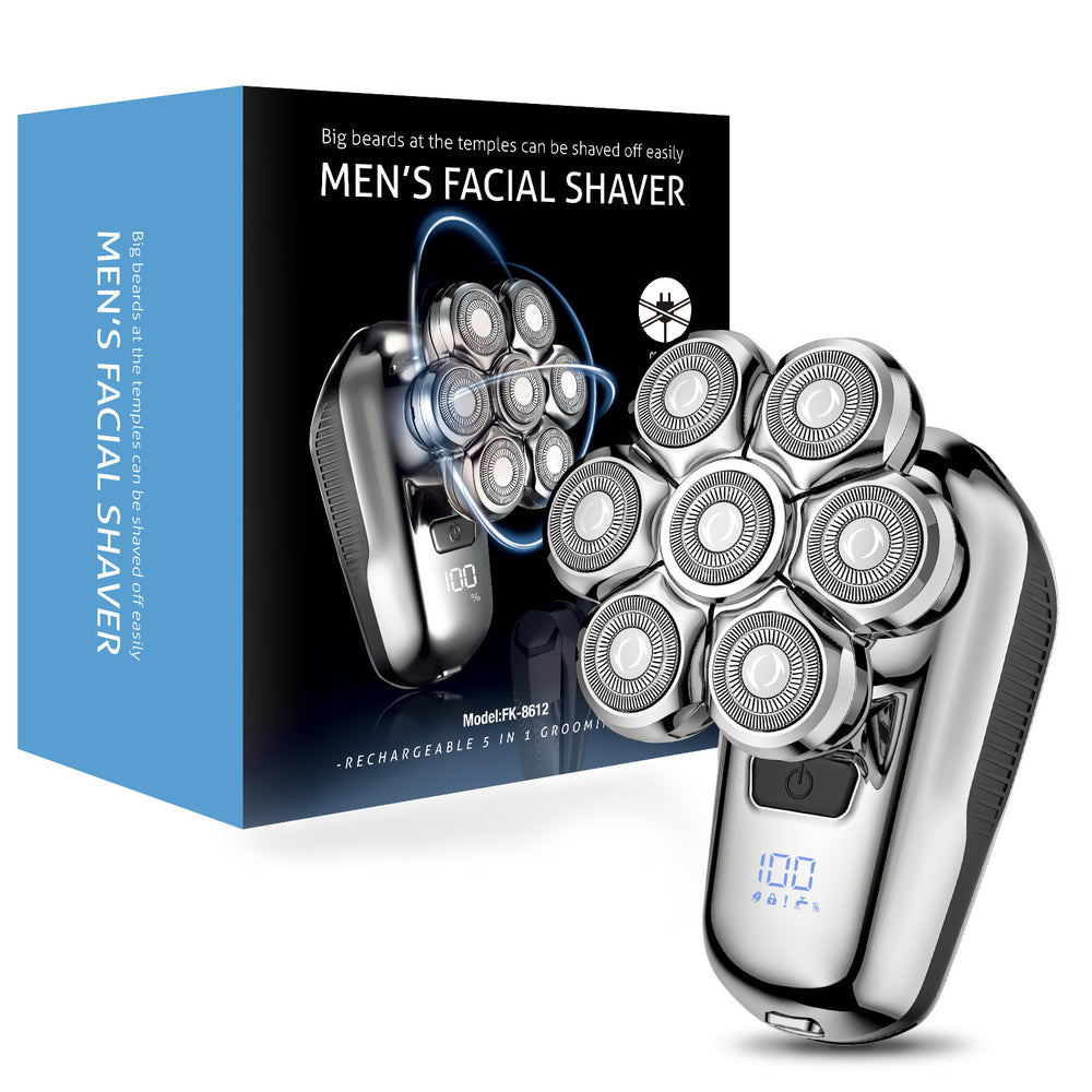 Bald head machine handy gadget electric shaver rechargeable multifunctional 7 blade bald head hairdresser portable shaving knife cross