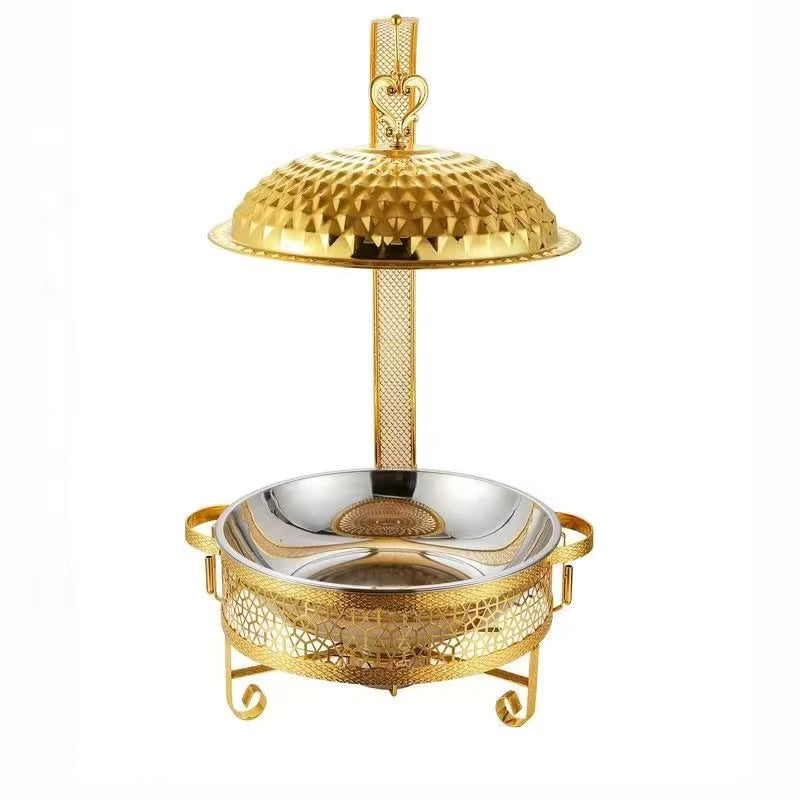 Luxury stainless steel buffet warmer, 8l gold buffet stove, wholesale hotel tableware