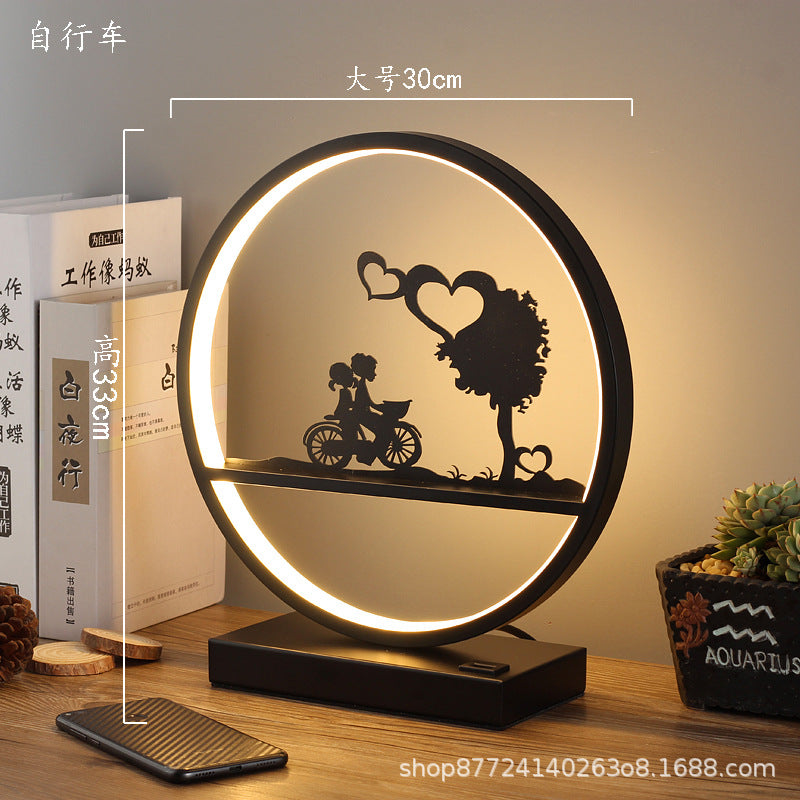 Minimalist modern nordic table lamp - bedside night light with round reindeer design, touch & remote control, usb charging port