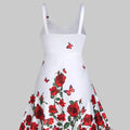 cross-border  european and american women's fashion 3d floral ruched waist dress