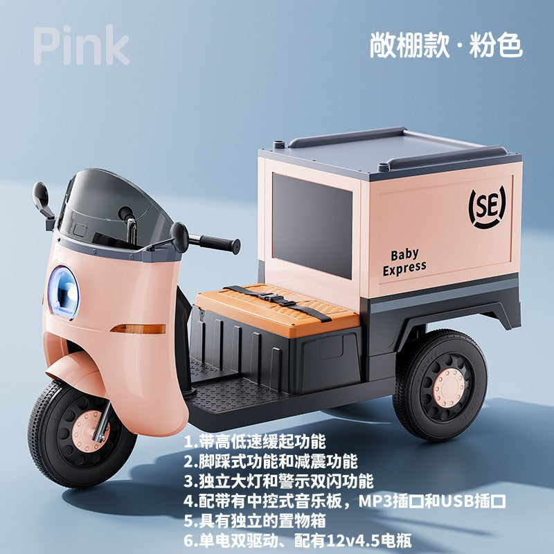 New children's electric car simulation courier car four-wheel drive chargeable children's stroller toy electric car