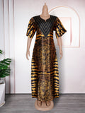 European and american african women's printed loose robe plus size long dress   rhinestone dress in stock
