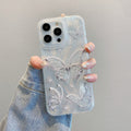 Premium feather yarn iphone 16 pro silver butterfly phone case, apple 12 hard case, 14 chain protective cover