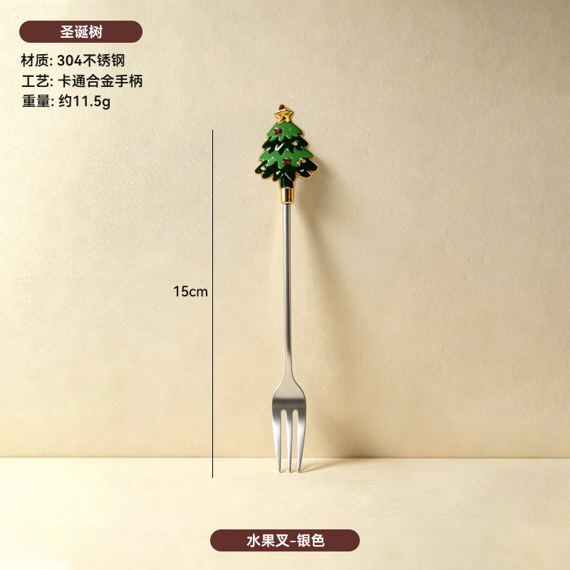 304 stainless steel luxury style creative christmas tableware coffee spoon afternoon tea dessert spoon fruit fork wholesale