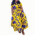 D3323 cross-border women's fashion  new arrival: elegant tie-waist african print short-sleeve maxi dress for export
