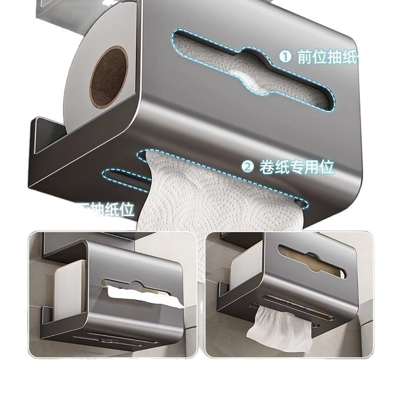 Bathroom suction cup tissue box - no drilling required - wall mounted toilet paper holder for washroom and bathroom