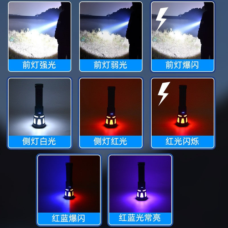 Cross-border new strong light flashlight USB charging long battery life power display outdoor searchlight magnetic auto repair light