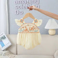 Newborn baby summer romper with flutter sleeves - stylish and trendy bodysuit for 100-day celebration and crawling