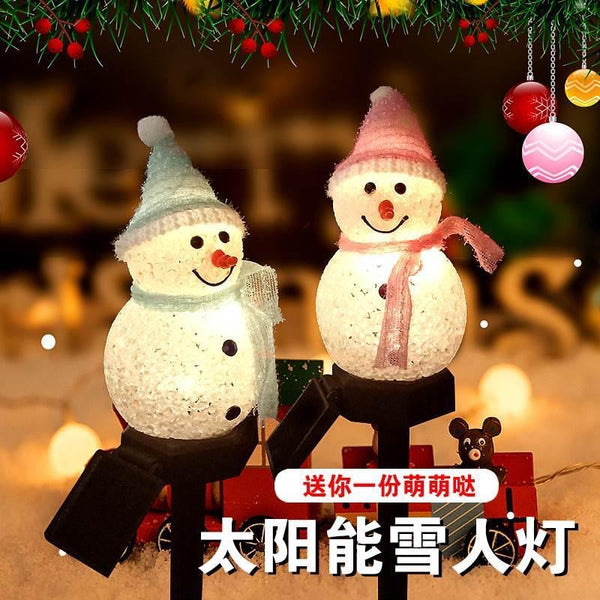 Solar Garden Light Christmas Snowman Lawn Light Garden Villa Decoration Outdoor Decoration Floor Plug-in Light Inductive