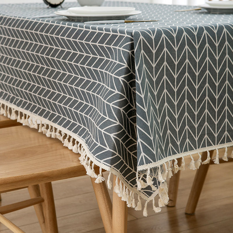Ins tablecloth fabric cotton and linen small fresh scandinavian style populargirl heart plaid coffee table dining table dormitory desk mat