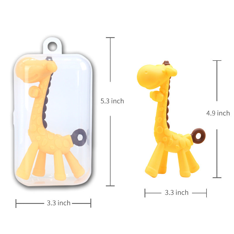 Baby molar stick food grade silicone bite music 6 months teething period baby soothing bite glue giraffe toothpaste
