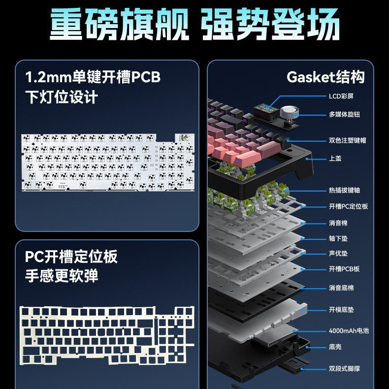 Sanju sg99pro three-mode wireless bluetooth with display customized hot-swappable mechanical keyboard side engraved gradient