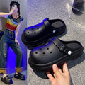 Women's clogs summer outdoor wear non-slip thick sole slippers "stomping on shit" feel couple casual two-wear closed-toe beach sandals