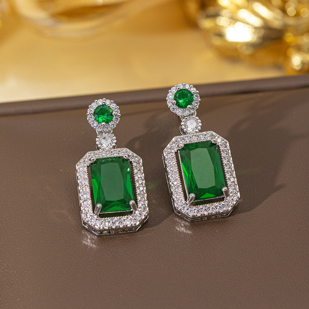 fashion elegant four-leaf clover earrings personalized zircon flower classy earrings niche styleaccessible luxurynew arrival earrings