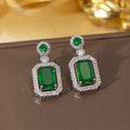 Er-25 silver green zirconium earrings