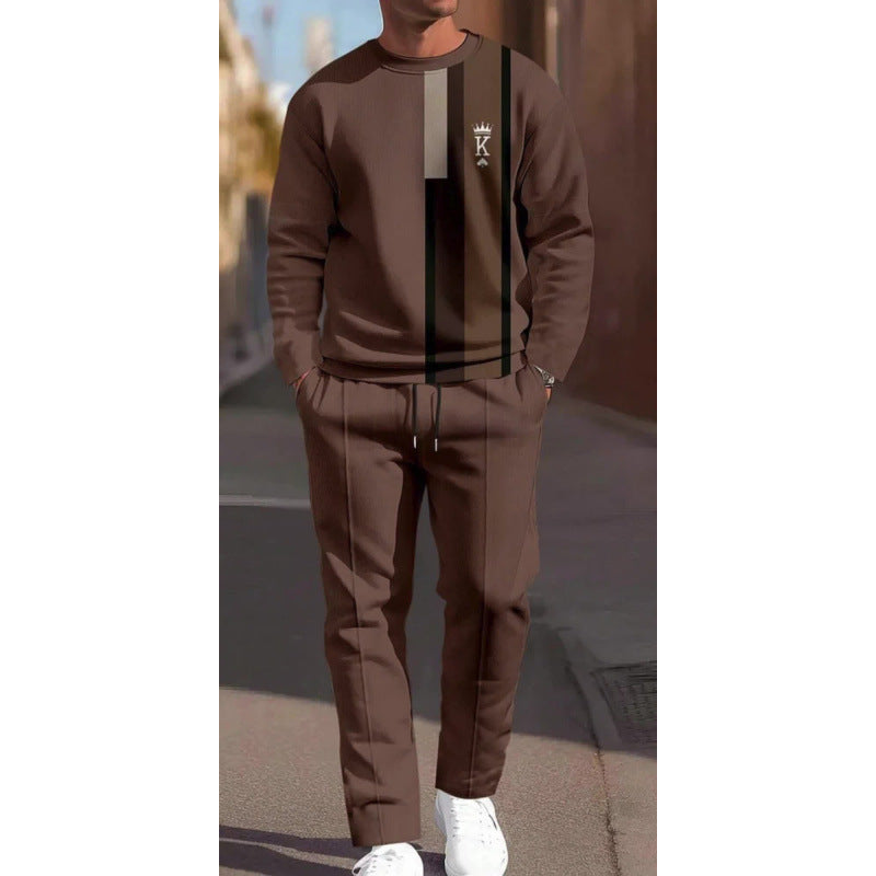 cross-border e-commerce 3d digital print men's autumn/winter new casual fitted long-sleeve hoodie and pants set