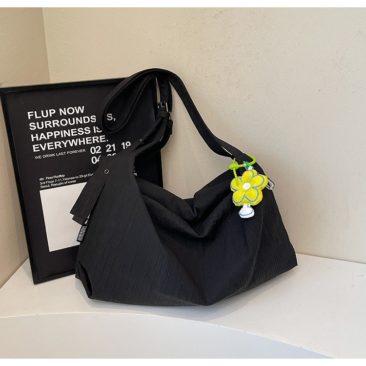 Cross-border 2025 spring solid color handbag women's large-capacity cloth bag simple underarm bag handbag new shoulder bag