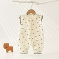 Summer romper for baby girls - adorable princess style, newborn flutter sleeve muslin lightweight bodysuit