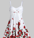 cross-border  european and american women's fashion 3d floral ruched waist dress