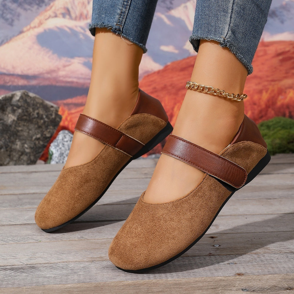 Export spring autumnew arrival suede soft leather mary jane shoes women's easiest for match soft bottom two-wear velcroflatsflats