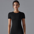 European and american nude feel yoga top quick-dry short sleeve t-shirt sports cover-up outdoor running training fitness short sleeve women's top