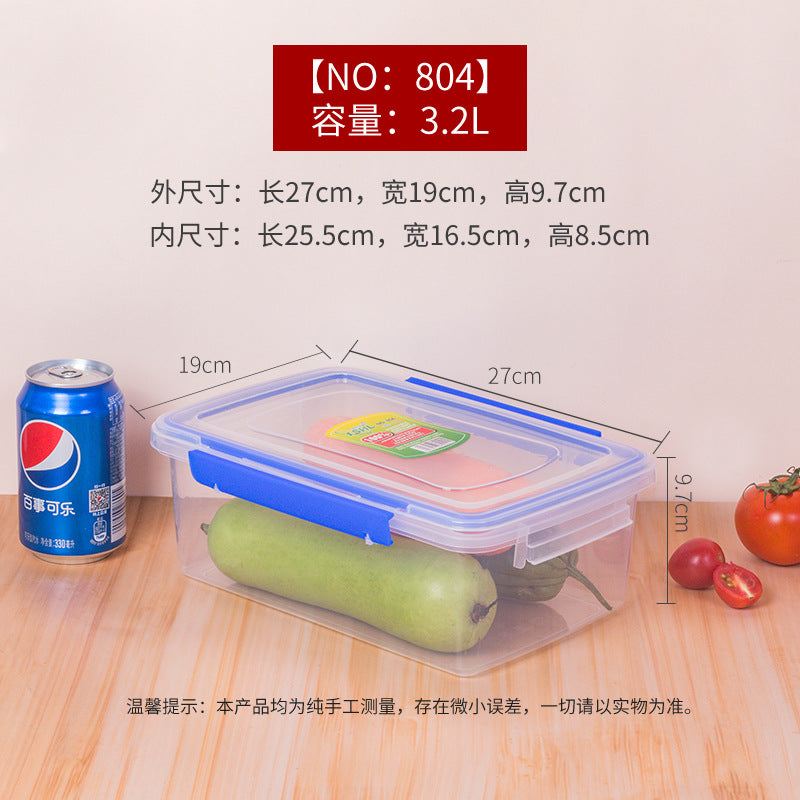 Rectangle transparent crisper food grade sealed box with lid refrigerator storage box kitchen plastic box lunch box wholesale
