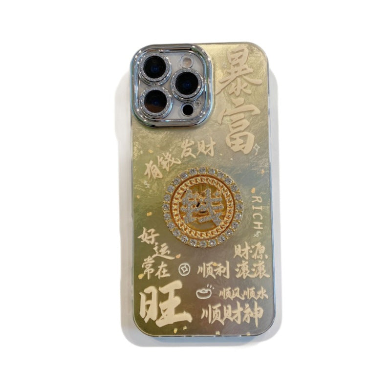 New year's wheel of fortune spinner case for apple 16 - good luck & fortune swirl design - iphone 11 full coverage lens protector case