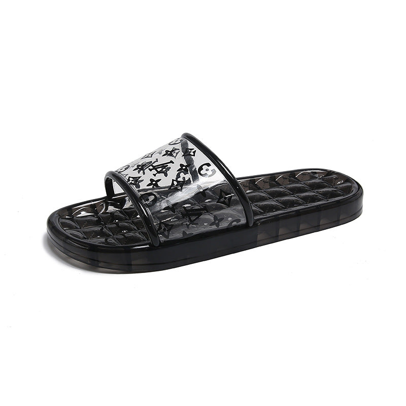 2024 new fashion crystal clear anti-odor summer outdoor wear exquisite bathroom home bathing non-stinky foot slippers