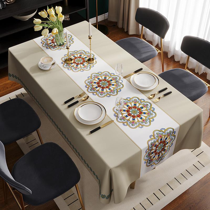 new premium light luxury tablecloth - waterproof, oil-proof, heat-resistant, wash-free pvc minimalist dining table cloth, tablecloth, coffee table cloth