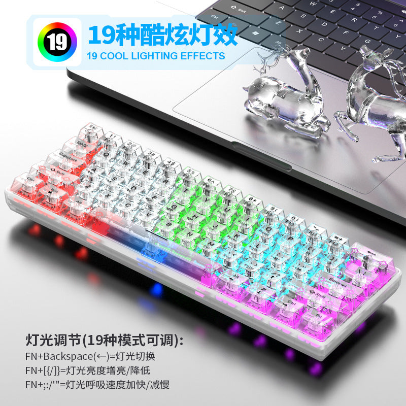 Dazzling silver fox k30 transparent wired mechanical keyboard - hot-swappable, customizable, illuminated, for office, gaming, and esports - transparent keycaps