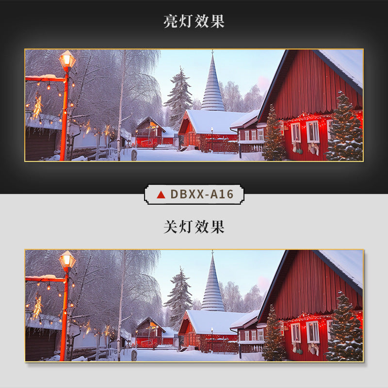 Farmyard Northeast Snow Scene Decorative Painting Rural Folk Scenery Wall Painting Iron Pot Stew Restaurant Light Box Hotel Hanging Painting