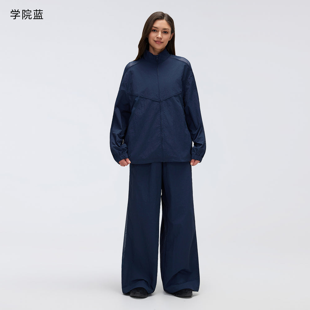 Women's activewear set: mesh panel breathable sun protection long sleeve top & relaxed fit active pants - 2 piece set