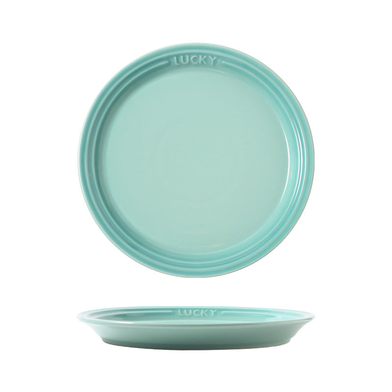 French-style matte ceramic plate, high-end aesthetic, cake plate, creative round fruit and dessert plate, steak plate, plating dish