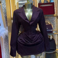 European and american cross-border women's fashion:  summer new arrival - chic and elegant notched lapel ruched slim-fit blazer top