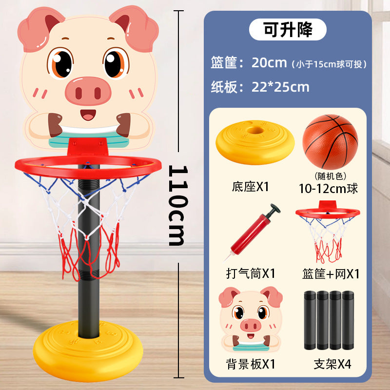 Free shipping cartoon basketball hoop set - indoor kids' basketball goal with adjustable height - wholesale sports toys