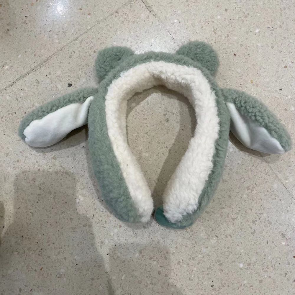 Trendy frog ear muffs with moving ears - kids' cartoon plush warm ear covers for outdoor use